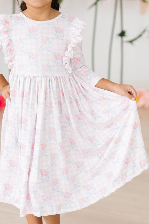 ribbons-roses-3-4-sleeve-ruffle-twirl-dress Mila &  Rose - Sophia's Style--3T--4